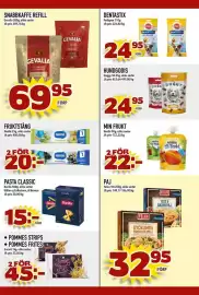 Nelins reklamblad vecka 39 Sida 12: Gevalia snabbkaffe refill €69,95, Barilla pasta classic €15,00