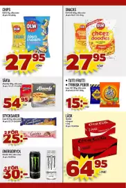 Nelins reklamblad vecka 39 Sida 15: Olw chips €27,95, Fazer crunchy €25,00