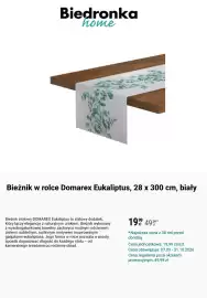 Biedronka gazetka tydzień 39 Strona 9: Bieżnik w rolce Domarex Eukaliptus, 28 x 300 cm, biały €19,99
