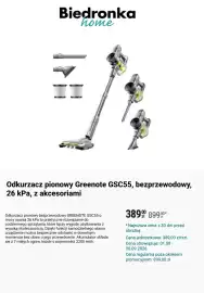 Biedronka gazetka Strona 3: Odkurzacz pionowy Greenote GSC55, bezprzewodowy, 26 kPa, z akcesoriami €389,00