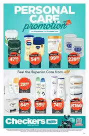 Checkers catalogue Page 1: Dove Shower Gel €74,99, E45 Dermatological Body Cream Tub €239,99