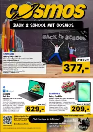 Cosmos Flugblatt Seite 1: Cosmos BACK 2 SCHOOL MIT COSMOS Deine Lieblingsinhalte in 4K +2CrO, +3H 50" 127 cm, UHD BACK TO