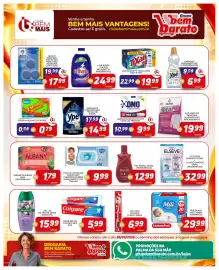 Catálogo Supermercado Bem Barato semana 39 Página 5: Lavas roupas em pó omo €9,99, Amaciante concentrado ypê sachê €14,99