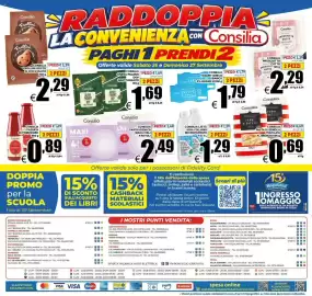 Volantino DEM settimana 39 Pagina 20: Consilia pasta di semola trafileta al bronzo €0,69, Consilia Yogurt Greco Bianco €1,79