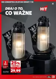 Kaufland gazetka Strona 2: OD CZWARTKU 24.09 DO ŚRODY 7.10 DBAJ O TO, CO WAŻNE 28h wys. 25,5 cm śr. 21 cm Znicz Wstęga
