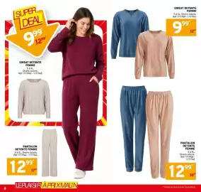 Catalogue Trafic semaine 39 page 14: SWEAT DETENTE FEMME €9,99, PANTALON DETENTE FEMME €12,99