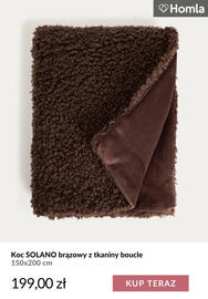 Homla gazetka tydzień 39 Strona 12: Koc Solano brązowy z tkaniny boucle 150x200 cm Homla €199,00