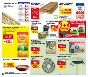 Hubo folder Pagina 12: Terrasplank €8,49, Geurzakjes mollen-weg €15,99