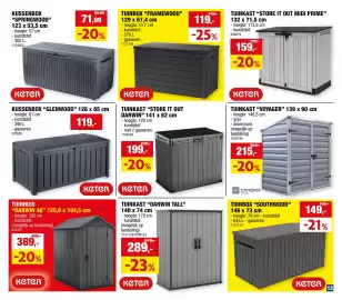 Hubo folder Pagina 13: Tuinkast store it out darwin €199,00, Kussenbox Glenwood €119,00