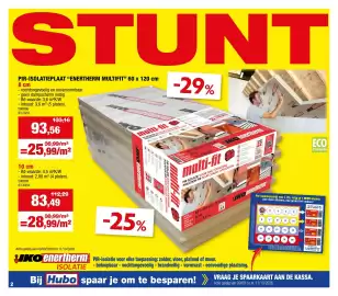 Hubo folder Pagina 2: STUNT PIR-ISOLATIEPLAAT “ENERTHERM MULTIFIT" 60 x 120 cm 8 cm - vochtongevoelig en onvervormbaar -