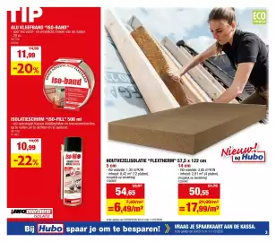 Hubo folder Pagina 3: Alu kleefband iso-band €11,99, Iso-fill isolatie schuim mousse isolation €10,99