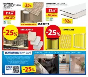 Hubo folder Pagina 38: Wandpanelen Latt Hydro €114,66, Plafondpaneel €23,28