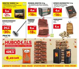 Hubo folder Pagina 6: Briketten biobriq €5,99, Bruinkool briketten €4,99