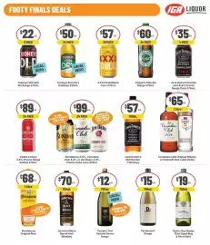 IGA Liquor catalogue Page 2: FOOTY FINALS DEALS $22.00 6 PACK ea $50.0 24 PACK $57ca 30 PACK ea TOOHEYS OLE ORIGINAL DARK AL