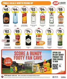 IGA Liquor catalogue Page 8: FINALS DEALS WORTH MIXING UP IGA LIQUOR $40 $44 ($50) ($52) ($54) ($56) ea 1 Litre 700mL FRIS