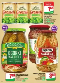 Dino gazetka tydzień 39 Strona 30: Ogórki konserwowe Kartuskie WaldiBen €7,49, Groszek konserwowy Warzyw Moc €1,65