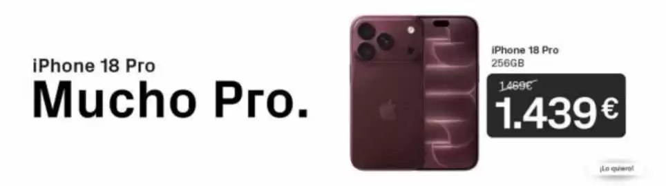 Catálogo Phone House Página 1: Iphone 18 pro 256gb €1.439,00