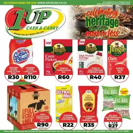1UP catalogue Page 1: BIG BAG RED SPECKLED BEANS €27,00, Danone Ultramel Custard €22,00