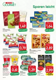 SPAR Gourmet Flugblatt Seite 10: Lindt Lindor Tafel €1,49, Bahlsen Leibniz Pick Up €1,64