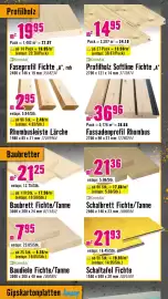 Hornbach Flugblatt Seite 7: Rhombusleiste Lärche €2,95, Baubrett Fichte/Tanne €21,25