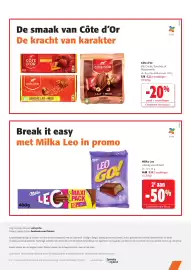 Colruyt folder Pagina 25: Côte d'Or Carrés €6,22, Milka Leo €8,99