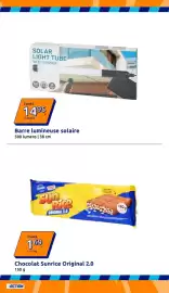 Catalogue Action semaine 39 page 15: Barre lumineuse solaire €14,95, Sunrice Chocolat Original 2.0 €1,69
