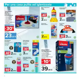 Volantino Carrefour Pagina 32: Vileda SuperMocio Fiocco 3 Action €2,99, Mop Lavapavimenti Giallo Tonkita €2,39
