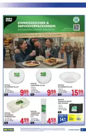 Metro Flugblatt Seite 21: Papstar Zuckerrohr Hamburger Box €4,99, Papstar Trinkbecher Pappe Pure €4,59