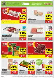 Nah&Frisch Flugblatt woche 40 Seite 8: Donauland-SCHWEIN Karree ohne Knochen €6,99, Trauben rot €2,19