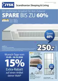 JYSK Flugblatt Seite 1: Handtuch NORA €4,50, Spiegel STUDSTRUP €68,00