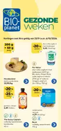 Bio Planet folder Pagina 1: The Gutsy Captain volledig assortiment kombucha €2,39, Pulled seitan teriyaki €4,29