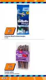 Action folder week 39 Pagina 18: Candy tubes €1,19, Gillette Blue3 scheermesjes €3,95
