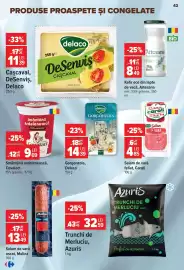Catalog Carrefour săptămâna 39 Pagină 42: Delaco deșenvis cașcaval €11,39, Azuris trunchi de merluciu €32,59