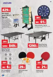 Catalog Carrefour săptămâna 39 Pagină 21: Top Life set tenis de masă €29,90, Top Life Masă Ping Pong €849,00