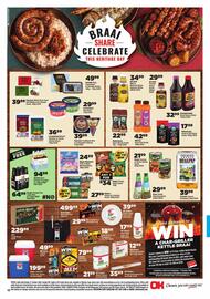 OK Foods catalogue Page 12: Premier Coarse Braaipap €39,99, Robertsons Braai & Grill Spice Assorted €17,99