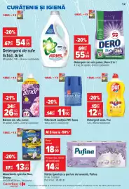 Catalog Carrefour Market săptămâna 39 Pagină 12: Sano Odorizant curățare WC €11,90, Dero detergent de rufe pudră €55,99