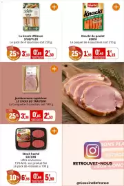 Catalogue Coccinelle Supermarché page 10: STOEFFLER Knack d'Alsace €2,30, Herta Knacki €1,15