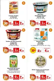 Catalogue Coccinelle Supermarché page 12: FLEURY MICHON Bâtonnets de surimi €2,10, MAÎTRE COQ Pep's Manhattan Burger €4,34