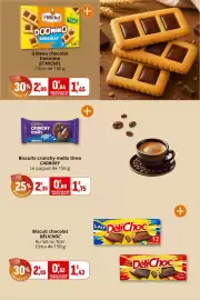 Catalogue Coccinelle Express page 19: ST MICHEL Gâteau chocolat Doomino €1,45, CADBURY Biscuits crunchy melts Oreo €1,75