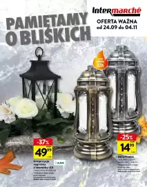 Intermarche gazetka Strona 1: Kompozycja nagrobna z latarenką LED Jumi €49,99, Znicz Flamia €14,99