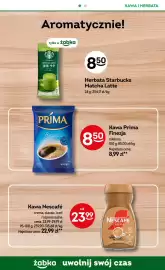 Żabka gazetka Strona 18: Kawa mielona Prima Finezja €8,50, Herbata Starbucks Matcha Latte €8,50