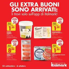 Volantino Italmark Pagina 2: Filetti di salmone Nordic Seafood €8,99, Polpa 100% pomodoro italiano Mutti €1,55