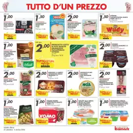 Volantino Italmark Pagina 6: Hummus di ceci Noa €2,00, Yogurt intero Caffè/Frutta/Malto Yomo €1,00