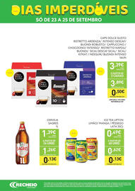 Folheto Recheio Página 2: Ice tea lipton limão/ manga/ pêssego €0,49, Cerveja sagres €1,26