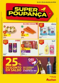 Folheto Auchan semana 39 Página 1: Salsichas izidoro, Cerveja Super Bock €14,20