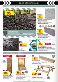 Catalogue Mr Bricolage page 2: Galets noirs polis €9,90, Table pique-nique Matisse €309,00