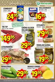 Matvärlden Tensta reklamblad vecka 39 Sida 3: MINIGURKA €29,95, GRÖNA OLIVER HALABI €29,95