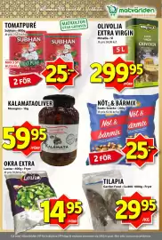 Matvärlden Tensta reklamblad vecka 39 Sida 4: OLIVOLJA EXTRA VIRGIN €299,95, NÖT- & BÄRMIX €25,00