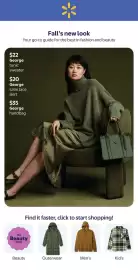 Walmart flyer Page 1: $22 George Fall's new look Your go-to guide for the best in fashion and beauty tunic sweater $20