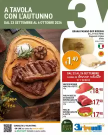 Volantino Tre Valli Supermercato Pagina 1: Noce di bovino adulto a fette €18,90, Grana Padano DOP Riserva €1,49